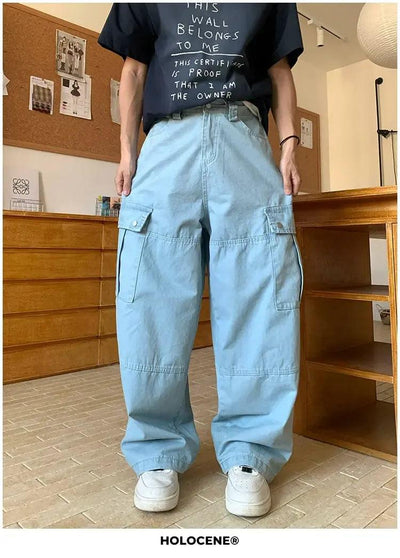 Holo Drawcord Wide Cargo Pants-korean-fashion-Pants-Holo's Closet-OH Garments