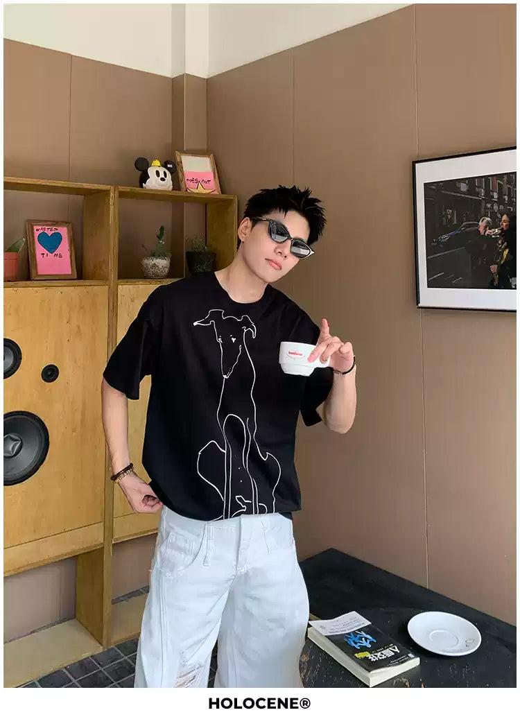 Holo Drawing Print T-Shirt-korean-fashion-T-Shirt-Holo's Closet-OH Garments
