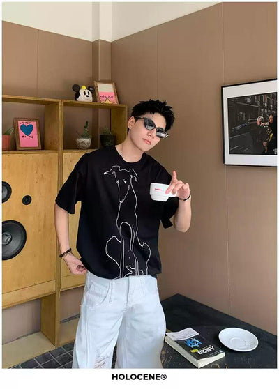 Holo Drawing Print T-Shirt-korean-fashion-T-Shirt-Holo's Closet-OH Garments
