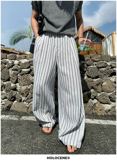 Holo Elastic Waist Striped Wide Pants-korean-fashion-Pants-Holo's Closet-OH Garments