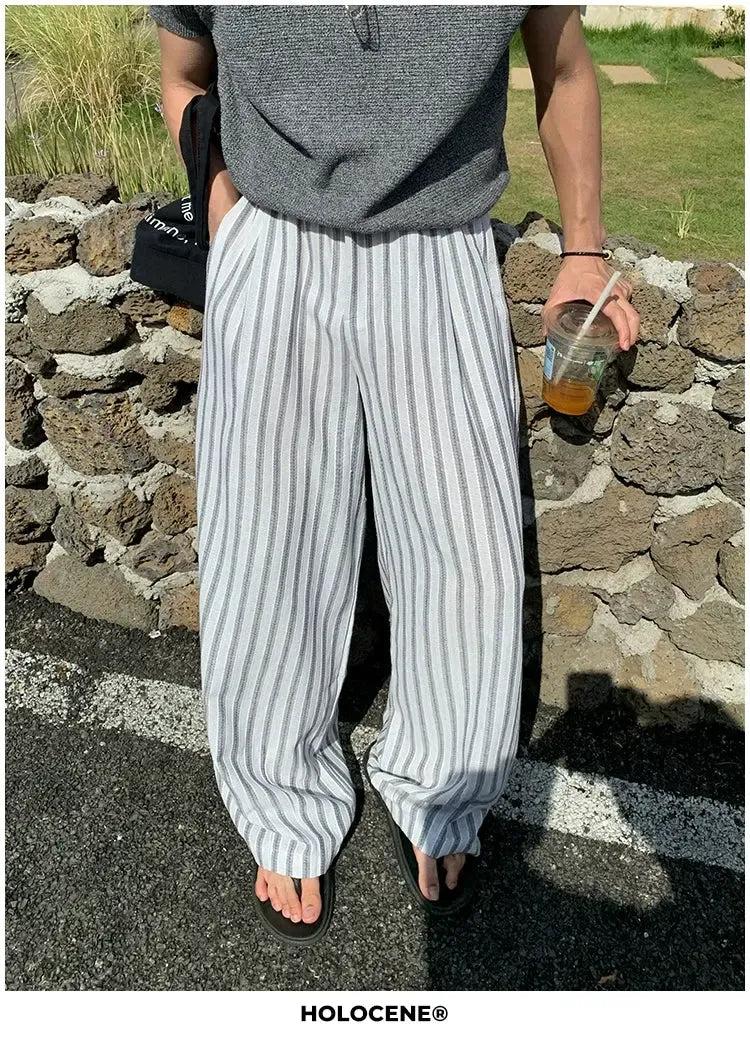 Holo Elastic Waist Striped Wide Pants-korean-fashion-Pants-Holo's Closet-OH Garments