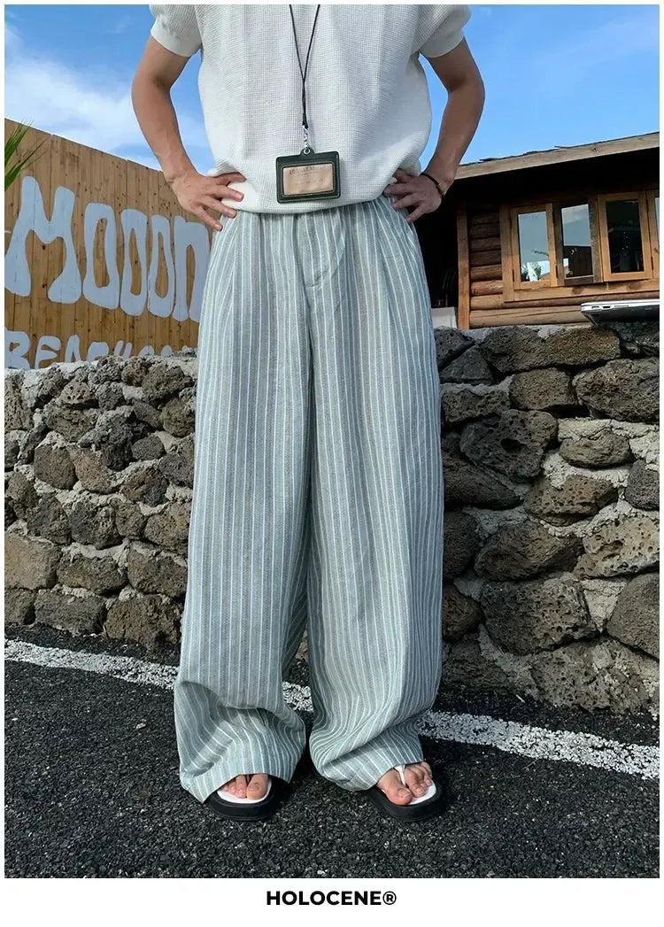 Holo Elastic Waist Striped Wide Pants-korean-fashion-Pants-Holo's Closet-OH Garments