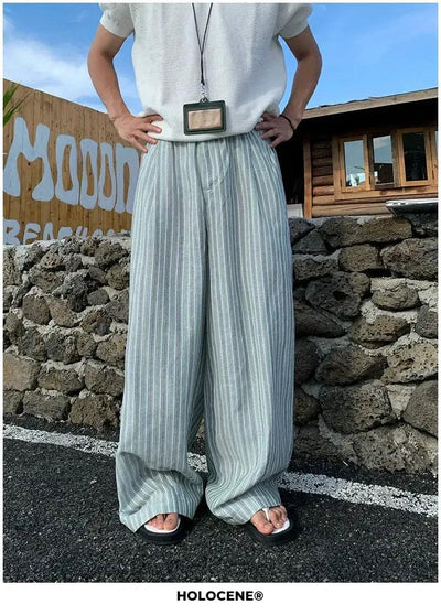 Holo Elastic Waist Striped Wide Pants-korean-fashion-Pants-Holo's Closet-OH Garments