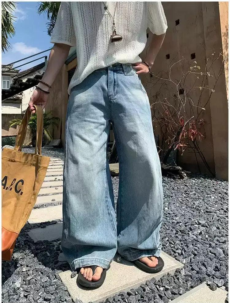 Holo Faded Drapey Jeans-korean-fashion-Jeans-Holo's Closet-OH Garments