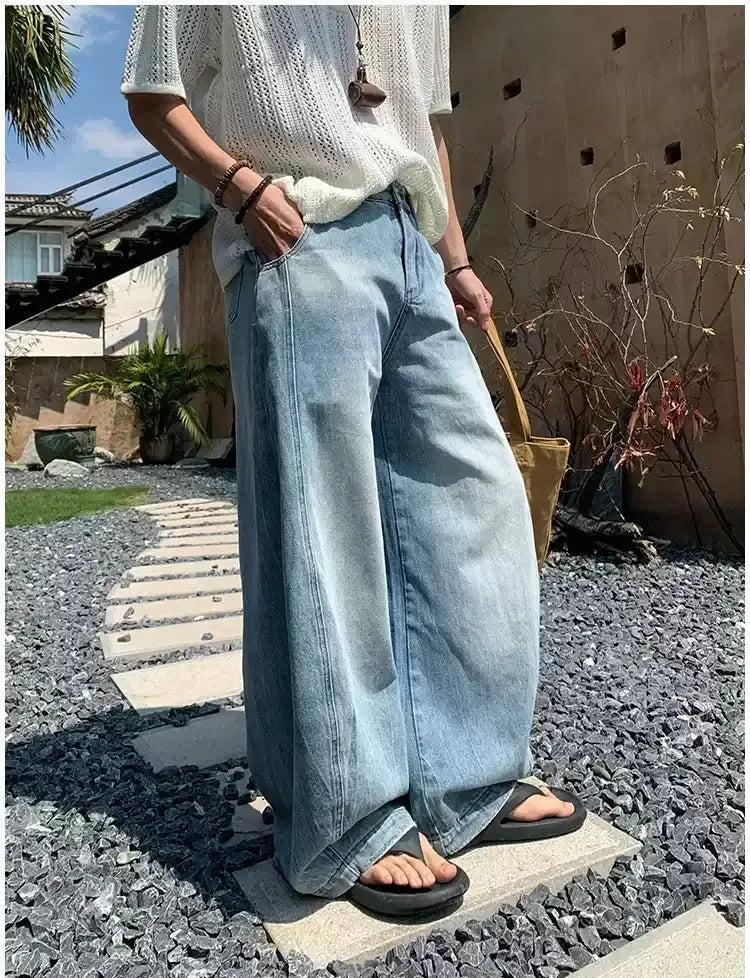 Holo Faded Drapey Jeans-korean-fashion-Jeans-Holo's Closet-OH Garments