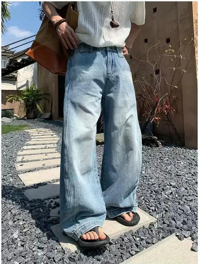 Holo Faded Drapey Jeans-korean-fashion-Jeans-Holo's Closet-OH Garments
