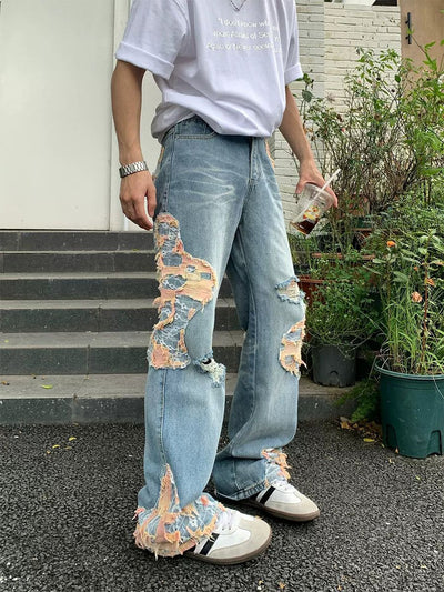 Holo Faded Lace Patched Jeans-korean-fashion-Jeans-Holo's Closet-OH Garments