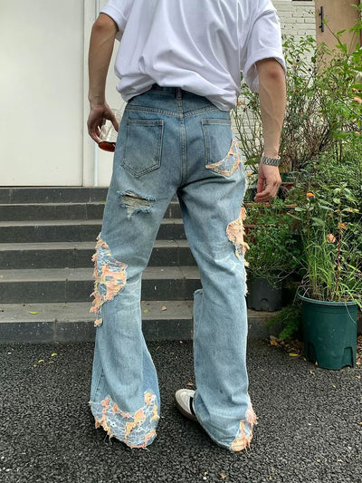 Holo Faded Lace Patched Jeans-korean-fashion-Jeans-Holo's Closet-OH Garments