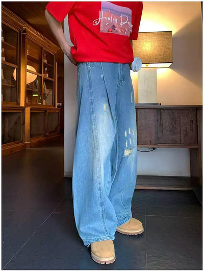 Holo Faded Pleats Ripped Jeans-korean-fashion-Jeans-Holo's Closet-OH Garments
