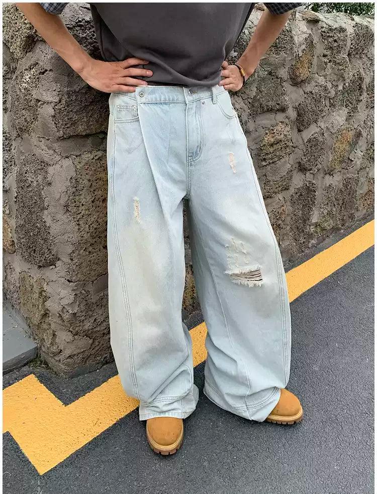 Holo Faded Pleats Ripped Jeans-korean-fashion-Jeans-Holo's Closet-OH Garments