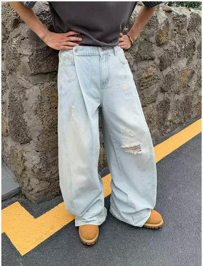 Holo Faded Pleats Ripped Jeans-korean-fashion-Jeans-Holo's Closet-OH Garments