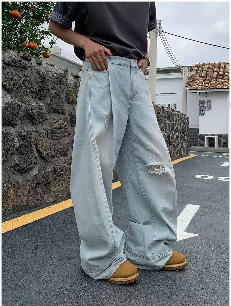 Holo Faded Pleats Ripped Jeans-korean-fashion-Jeans-Holo's Closet-OH Garments