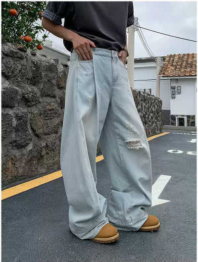 Holo Faded Pleats Ripped Jeans-korean-fashion-Jeans-Holo's Closet-OH Garments