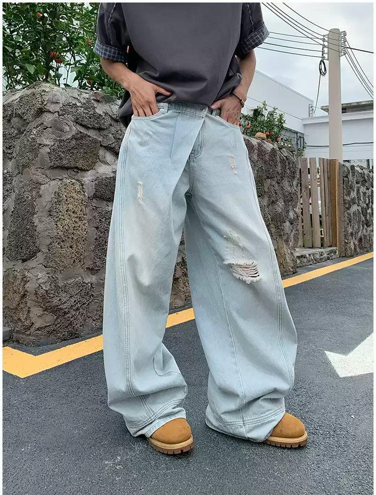 Holo Faded Pleats Ripped Jeans-korean-fashion-Jeans-Holo's Closet-OH Garments