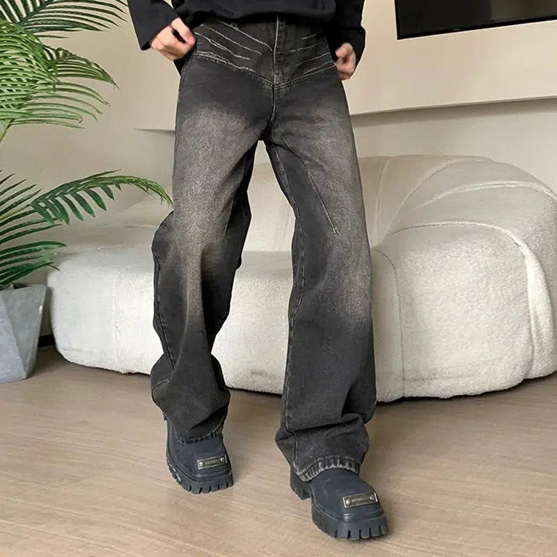 Holo Faded Scratched Wide Jeans-korean-fashion-Jeans-Holo's Closet-OH Garments