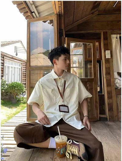 Holo Front Pocket Hidden Buttoned Shirt-korean-fashion-Shirt-Holo's Closet-OH Garments