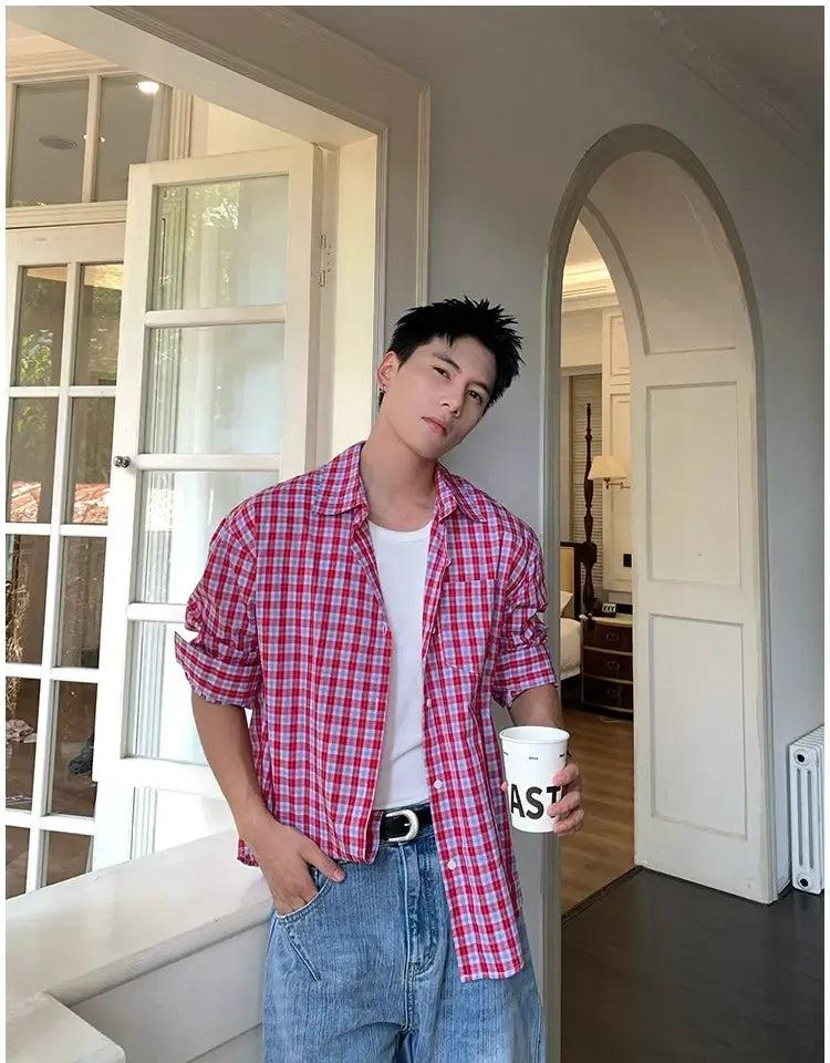 Holo Front Pocket Plaid Shirt-korean-fashion-Shirt-Holo's Closet-OH Garments