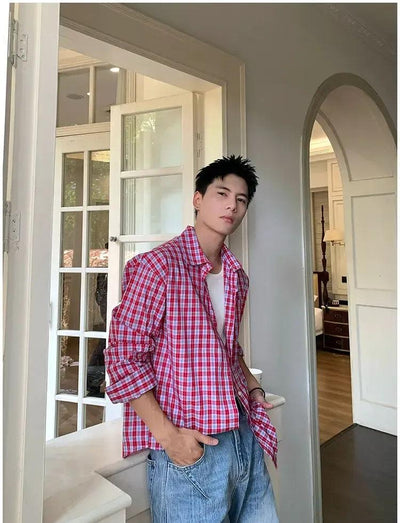 Holo Front Pocket Plaid Shirt-korean-fashion-Shirt-Holo's Closet-OH Garments