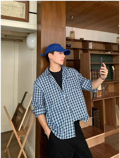 Holo Front Pocket Plaid Shirt-korean-fashion-Shirt-Holo's Closet-OH Garments