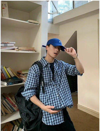 Holo Front Pocket Plaid Shirt-korean-fashion-Shirt-Holo's Closet-OH Garments