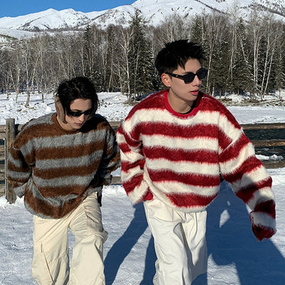 Holo Fuzzy Stripes Sweater-korean-fashion-Sweater-Holo's Closet-OH Garments