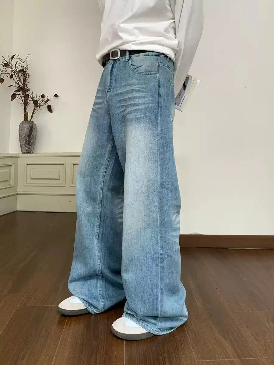 Holo Light Faded Loose Straight Jeans-korean-fashion-Jeans-Holo's Closet-OH Garments