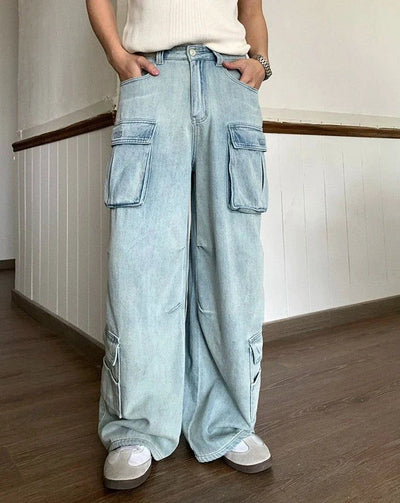 Holo Loose Fit Cargo Jeans-korean-fashion-Jeans-Holo's Closet-OH Garments