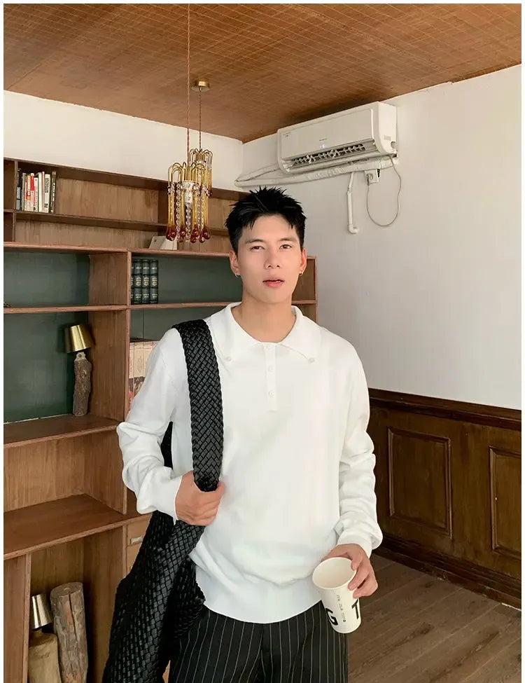 Holo Minimal Knit L/S Polo-korean-fashion-Polo-Holo's Closet-OH Garments
