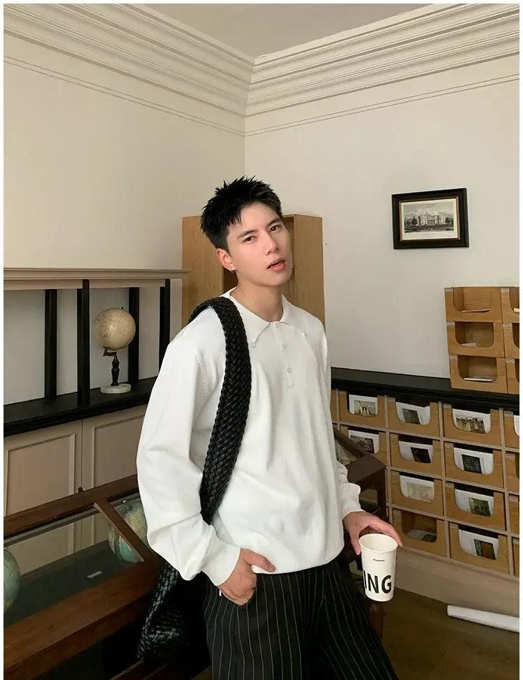 Holo Minimal Knit L/S Polo-korean-fashion-Polo-Holo's Closet-OH Garments