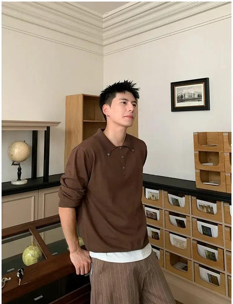 Holo Minimal Knit L/S Polo-korean-fashion-Polo-Holo's Closet-OH Garments