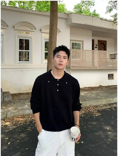 Holo Minimal Knit L/S Polo-korean-fashion-Polo-Holo's Closet-OH Garments