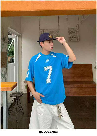 Holo Number 7 Print Sports T-Shirt-korean-fashion-T-Shirt-Holo's Closet-OH Garments