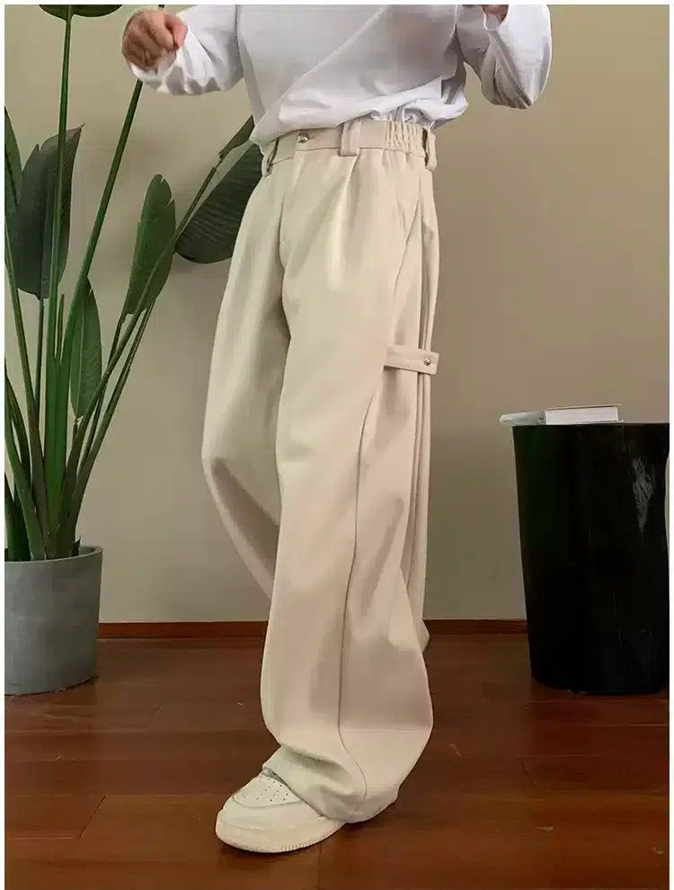 Holo Pleated Elastic Waist Loose Fit Pants-korean-fashion-Pants-Holo's Closet-OH Garments