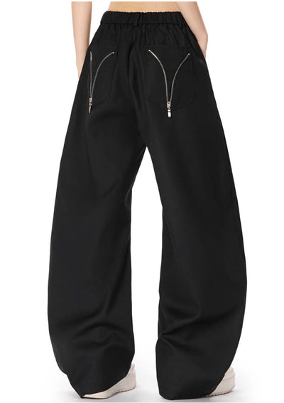 Holo Pleated Zipper Pocket Straight Pants-korean-fashion-Pants-Holo's Closet-OH Garments