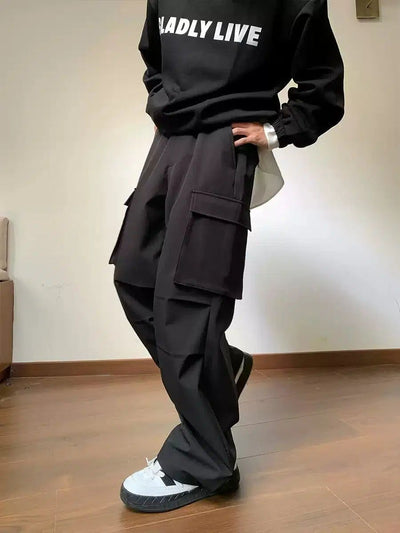 Holo Pocketed Pleats Cargo Pants-korean-fashion-Pants-Holo's Closet-OH Garments