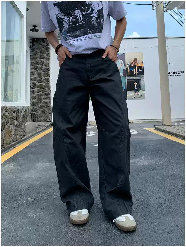 Holo Solid Seam Detail Pleated Pants-korean-fashion-Pants-Holo's Closet-OH Garments