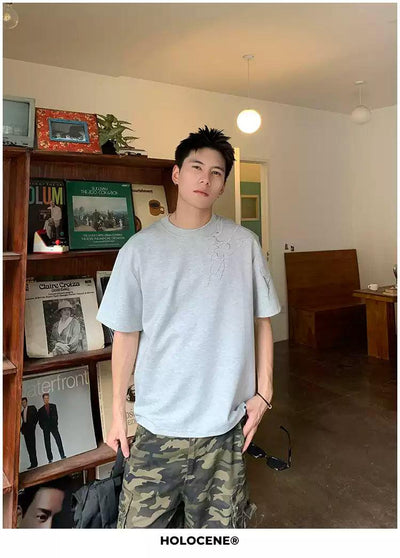 Holo Subtle Embroidered T-Shirt-korean-fashion-T-Shirt-Holo's Closet-OH Garments