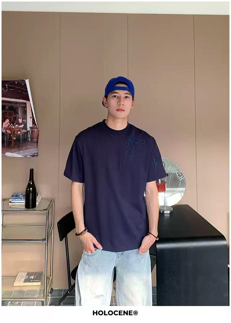 Holo Subtle Embroidered T-Shirt-korean-fashion-T-Shirt-Holo's Closet-OH Garments
