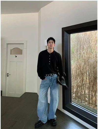 Holo Versatile Henley Collar T-Shirt-korean-fashion-T-Shirt-Holo's Closet-OH Garments