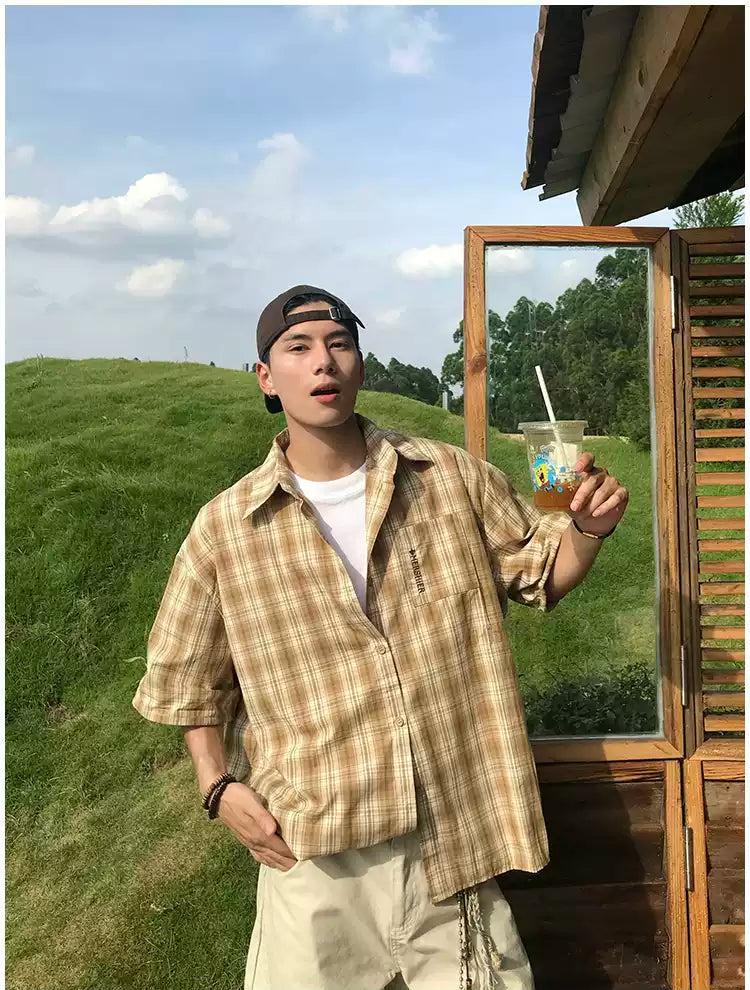 Holo Vintage Checkered Shirt-korean-fashion-Shirt-Holo's Closet-OH Garments