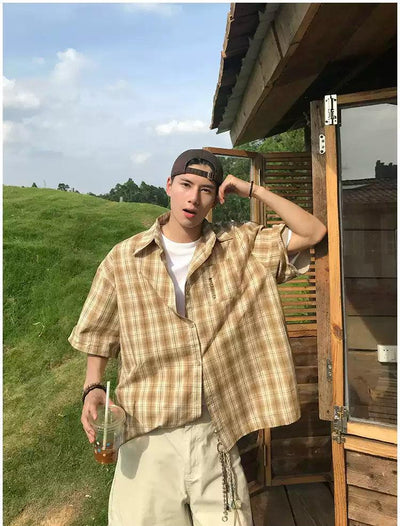 Holo Vintage Checkered Shirt-korean-fashion-Shirt-Holo's Closet-OH Garments