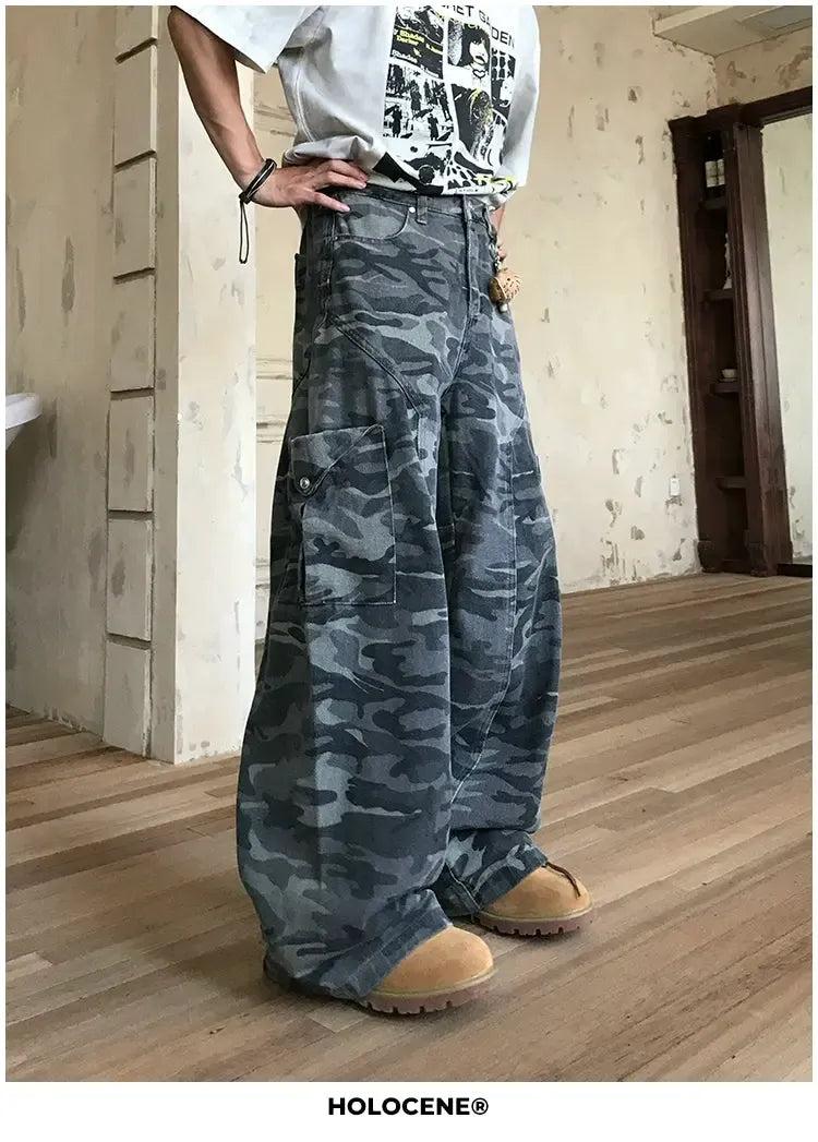 Holo Washed Camouflage Cargo Pants-korean-fashion-Pants-Holo's Closet-OH Garments