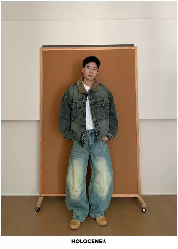 Holo Washed Fleeced Lined Denim Jacket-korean-fashion-Jacket-Holo's Closet-OH Garments