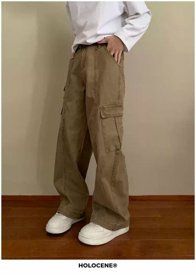 Holo Washed Utility Pocket Cargo Pants-korean-fashion-Pants-Holo's Closet-OH Garments