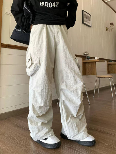 Holo Wide Cut Pleats Cargo Pants-korean-fashion-Pants-Holo's Closet-OH Garments