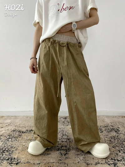Hozi Drawcord Loose Pants-korean-fashion-Pants-Hozi's Closet-OH Garments