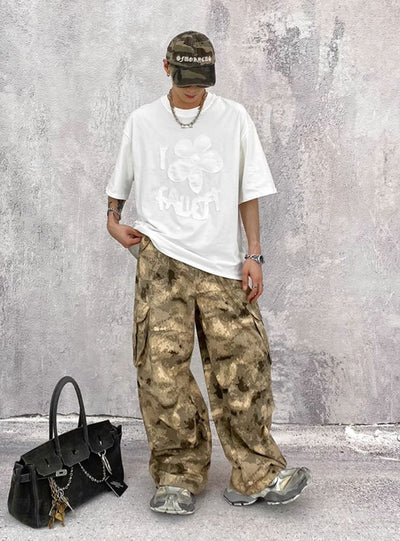 Hozi Drawstring Camo Pleats Cargo Pants-korean-fashion-Pants-Hozi's Closet-OH Garments