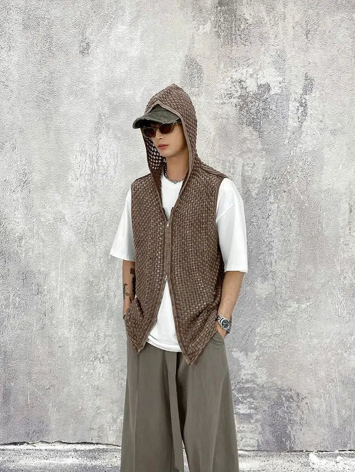 Hozi Knitted Hood Vest-korean-fashion-Vest-Hozi's Closet-OH Garments