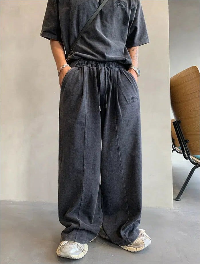 Hu Adjustable Washed Sweatpants-korean-fashion-Pants-Hu's Closet-OH Garments