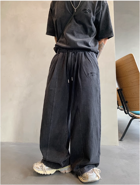 Hu Adjustable Washed Sweatpants-korean-fashion-Pants-Hu's Closet-OH Garments